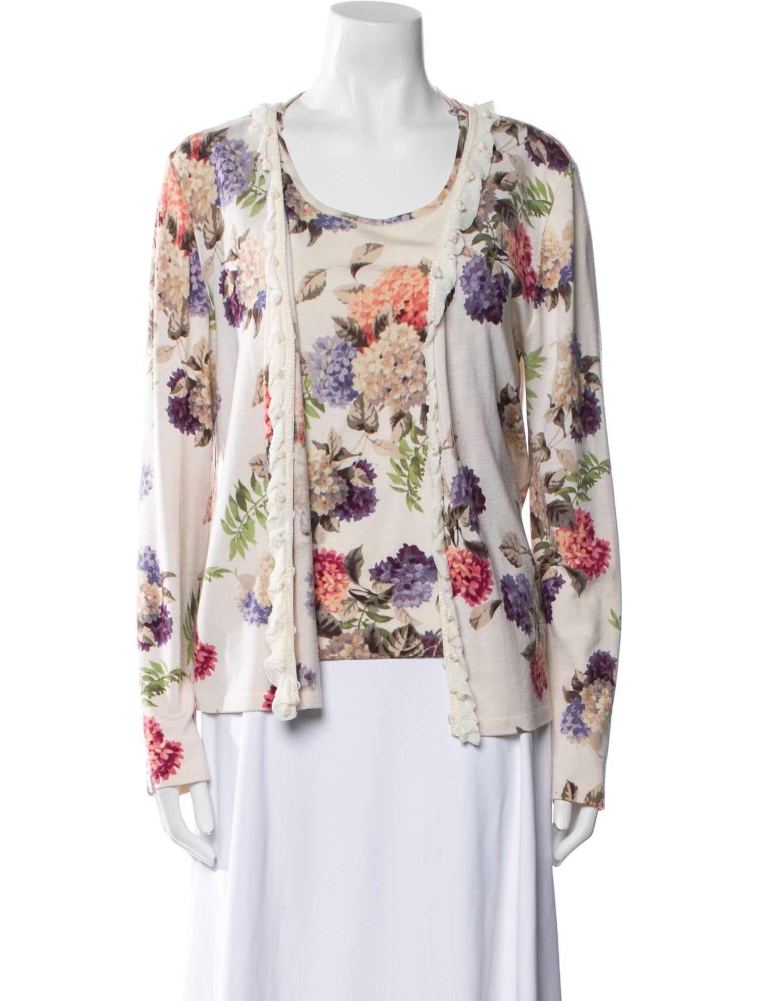 Escada Virgin Wool Floral Print Sweater