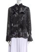 Escada Printed Long Sleeve Button-Up Top