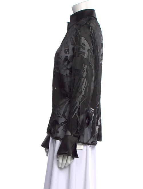 Escada Printed Long Sleeve Button-Up Top