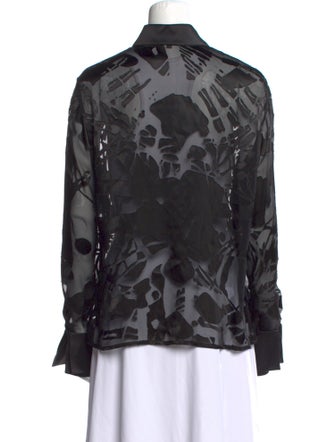 Escada Printed Long Sleeve Button-Up Top