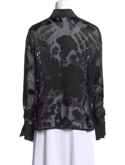 Escada Printed Long Sleeve Button-Up Top