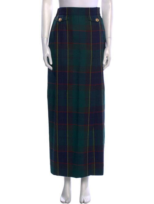 Escada Plaid Print Long Skirt