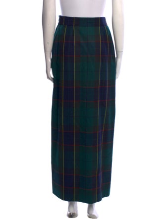 Escada Plaid Print Long Skirt