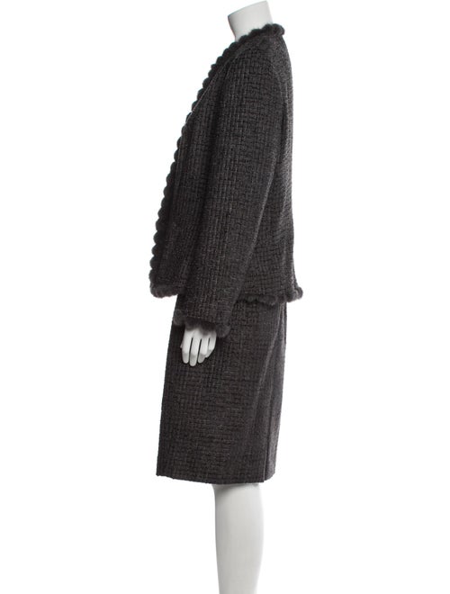 Escada Virgin Wool Fur Trim Skirt Suit