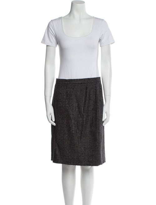 Escada Virgin Wool Fur Trim Skirt Suit