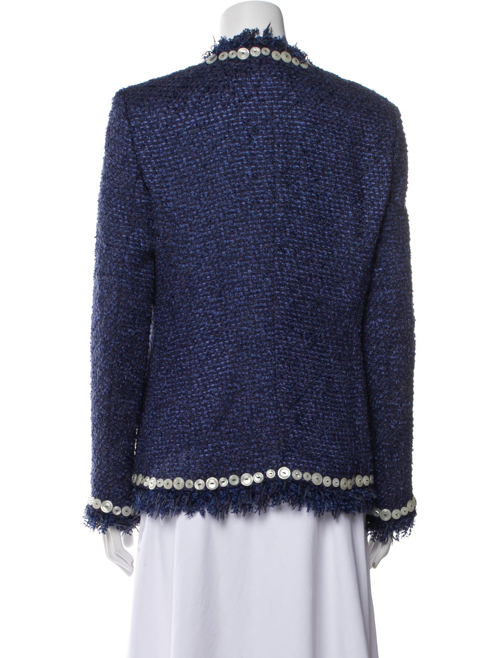 Escada Evening Jacket Blue Collarless Patch Pocke… - image 3