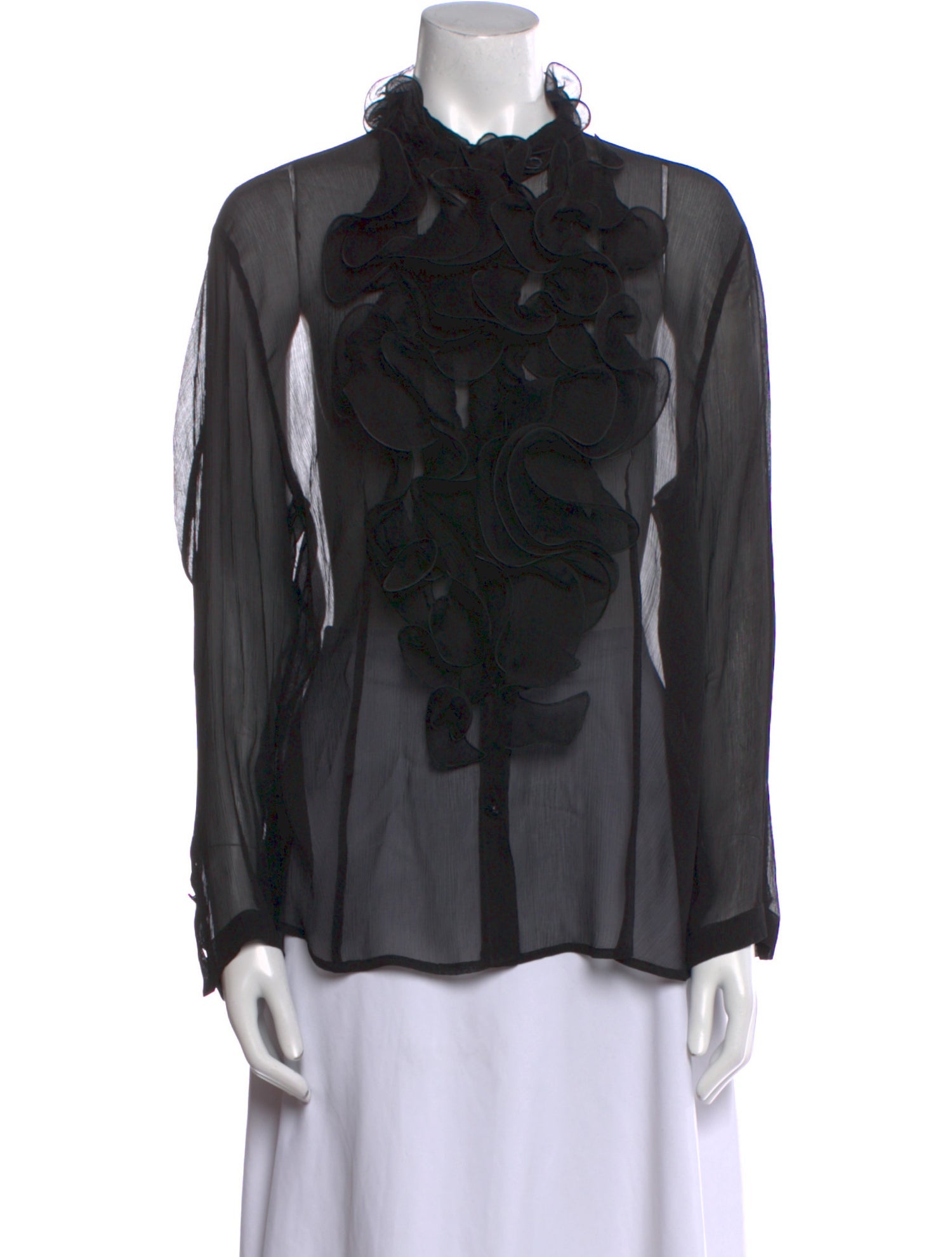 Escada Mock Neck Long Sleeve Blouse