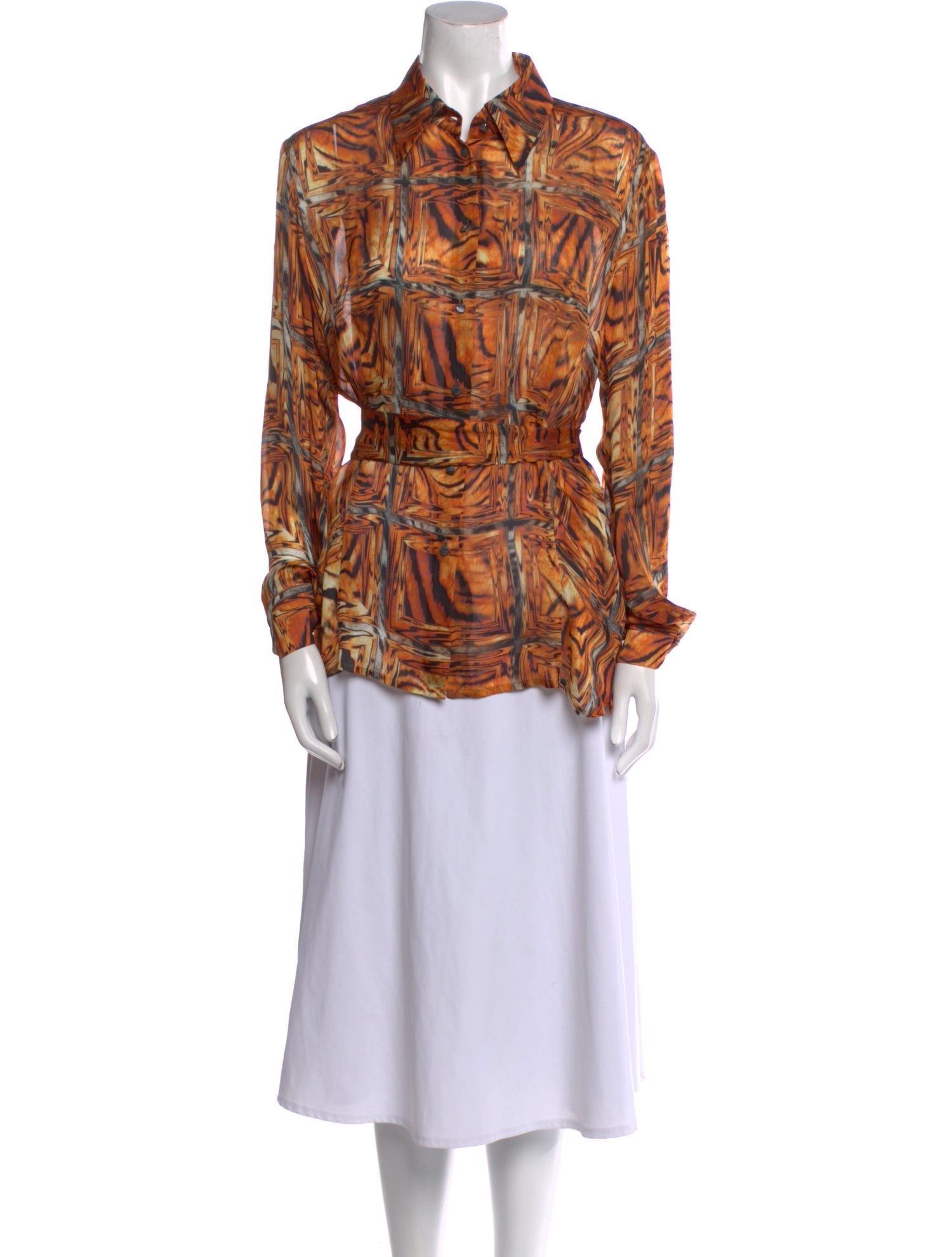 Escada Silk Printed Button-Up Top w/ Tags