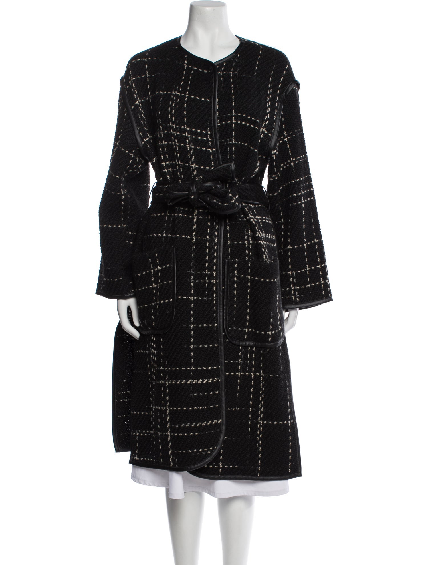 Escada Wool Plaid Print Coat