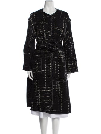 Escada Wool Plaid Print Coat