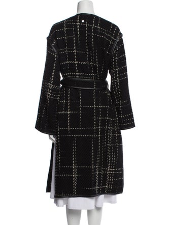 Escada Wool Plaid Print Coat