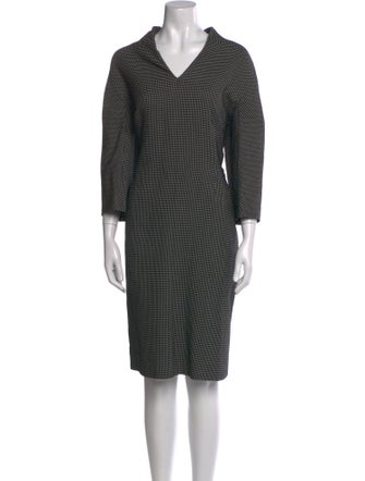 Escada Houndstooth Print Midi Length Dress