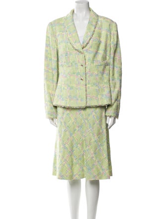 Escada Virgin Wool Tweed Pattern Skirt Suit