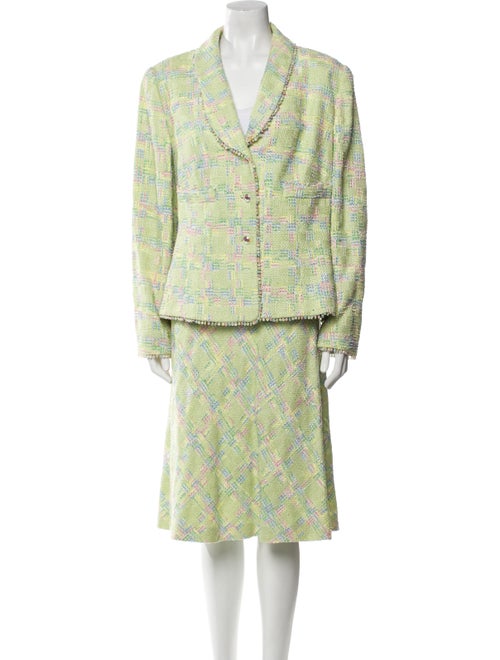 Escada Virgin Wool Tweed Pattern Skirt Suit