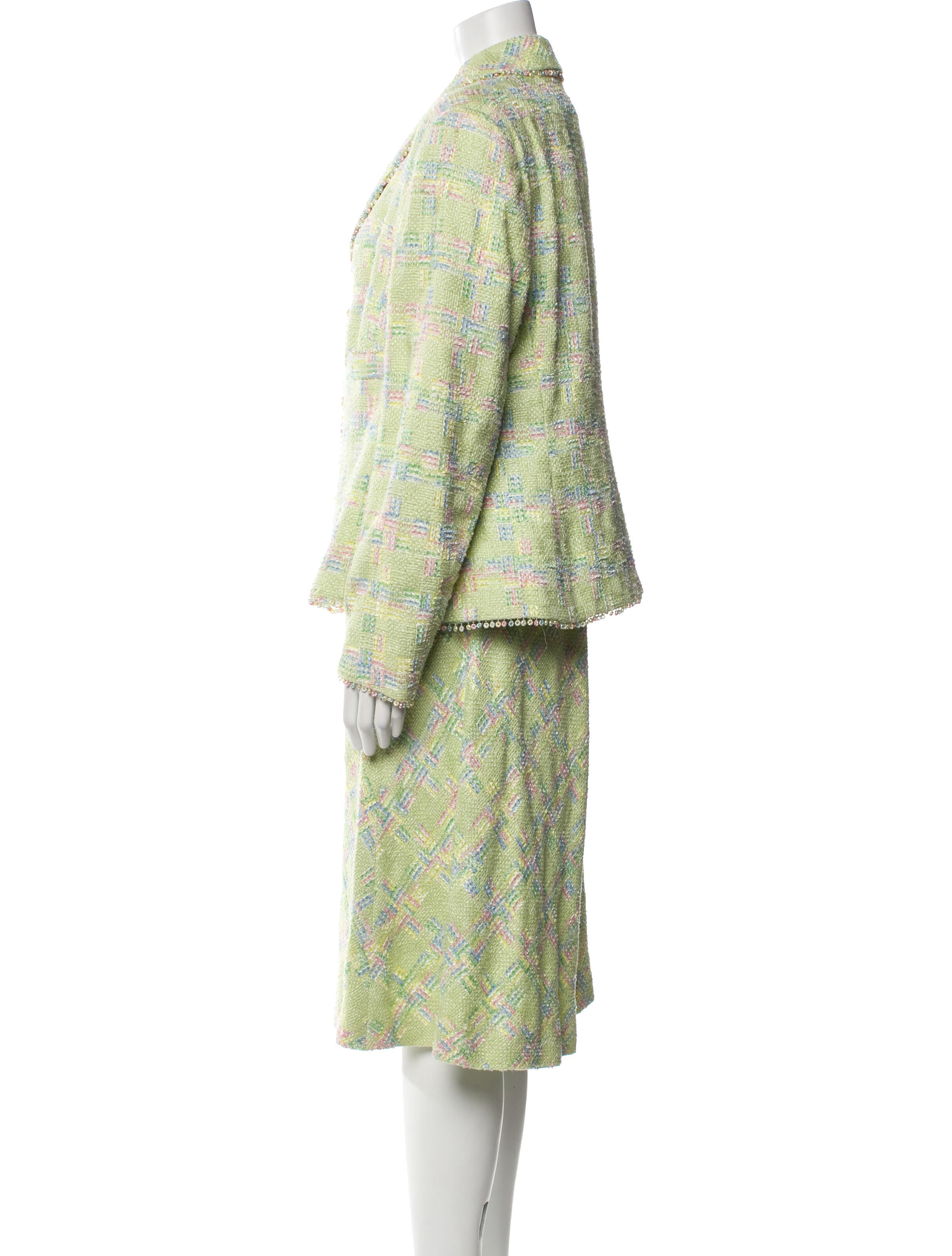 Escada Virgin Wool Tweed Pattern Skirt Suit