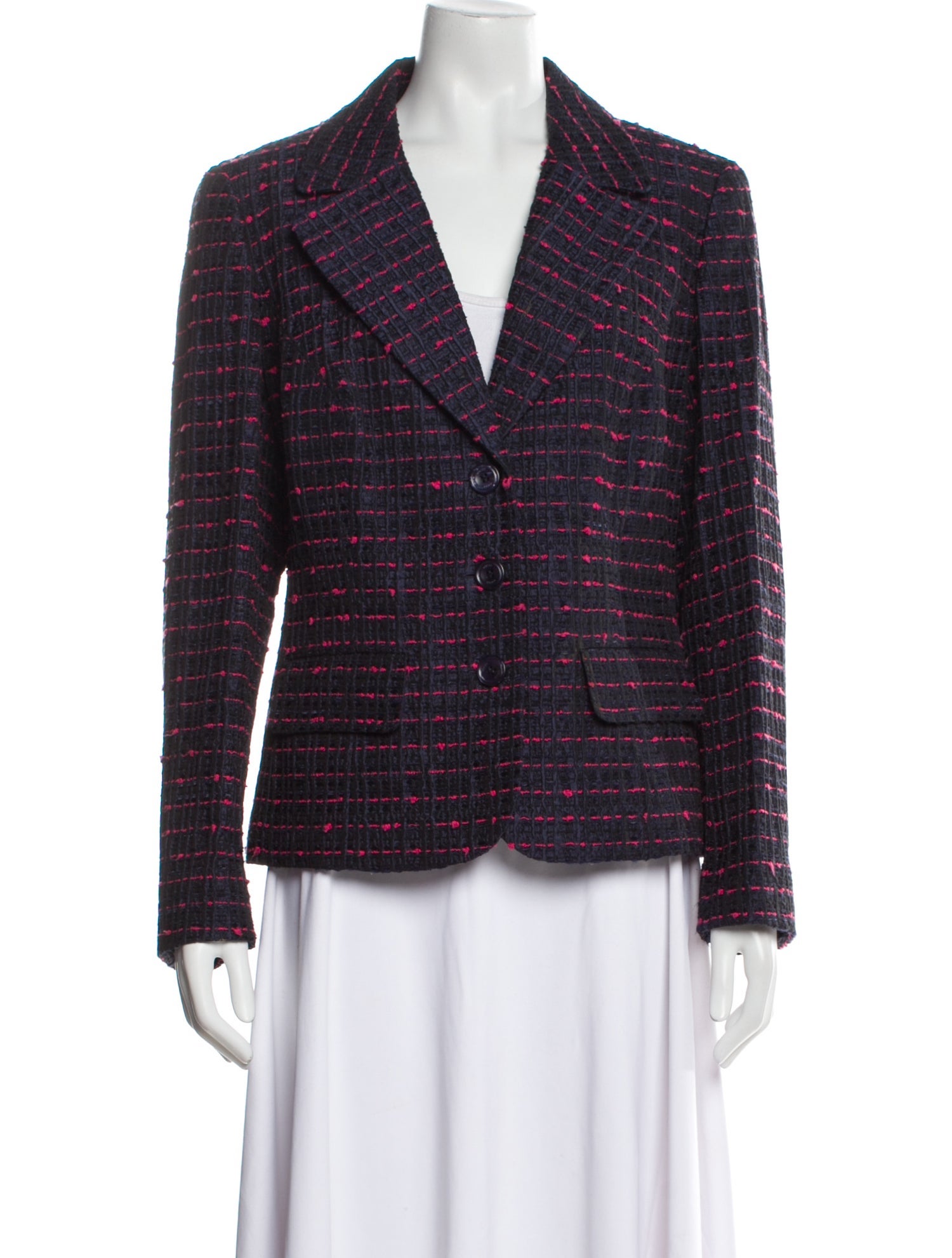 Escada Silk Plaid Print Blazer