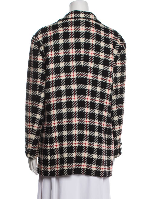 Escada Virgin Wool Plaid Print Peacoat