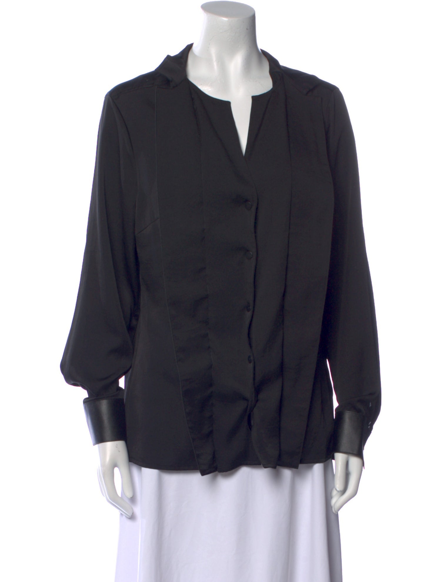 Escada V-Neck Long Sleeve Button-Up Top