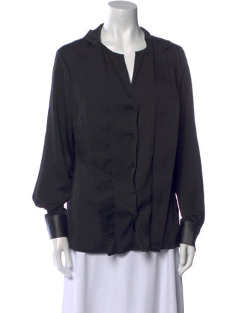 Escada V-Neck Long Sleeve Button-Up Top