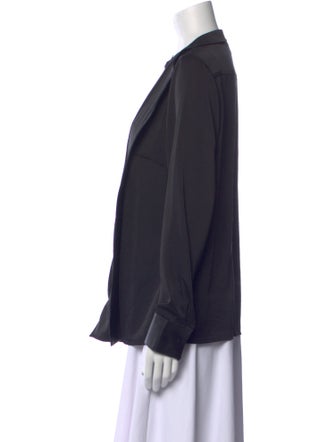 Escada V-Neck Long Sleeve Button-Up Top