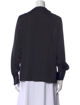 Escada V-Neck Long Sleeve Button-Up Top