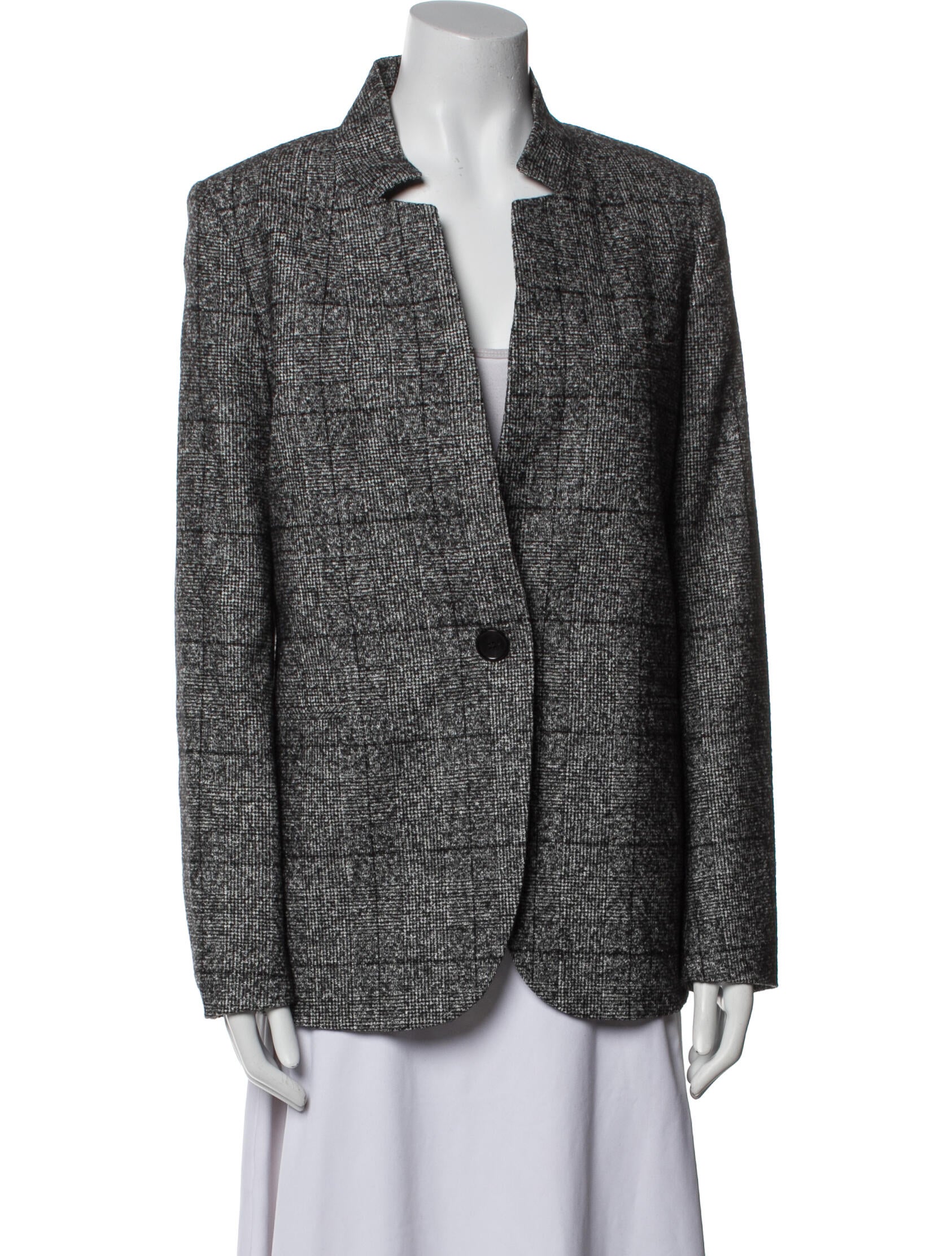Escada Alpaca Plaid Print Blazer