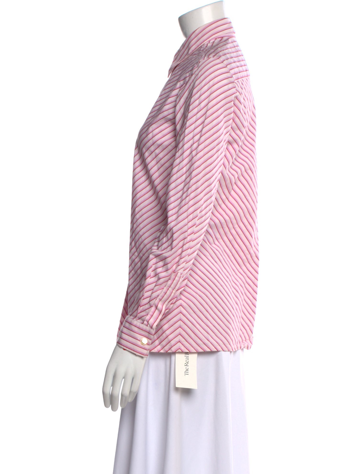 Escada Striped Long Sleeve Button-Up Top