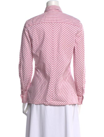 Escada Striped Long Sleeve Button-Up Top