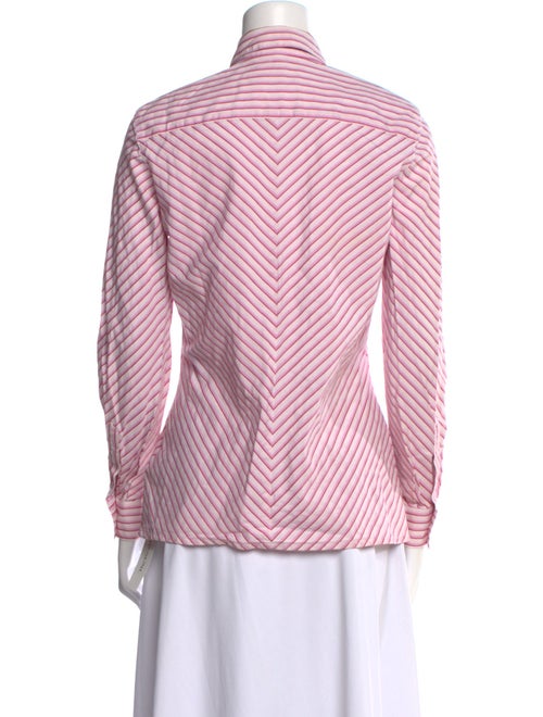Escada Striped Long Sleeve Button-Up Top
