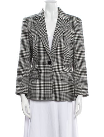 Escada Virgin Wool Plaid Print Blazer