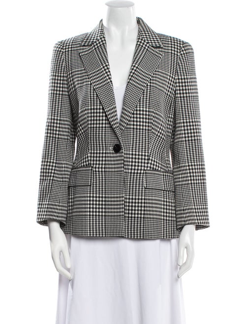 Escada Virgin Wool Plaid Print Blazer