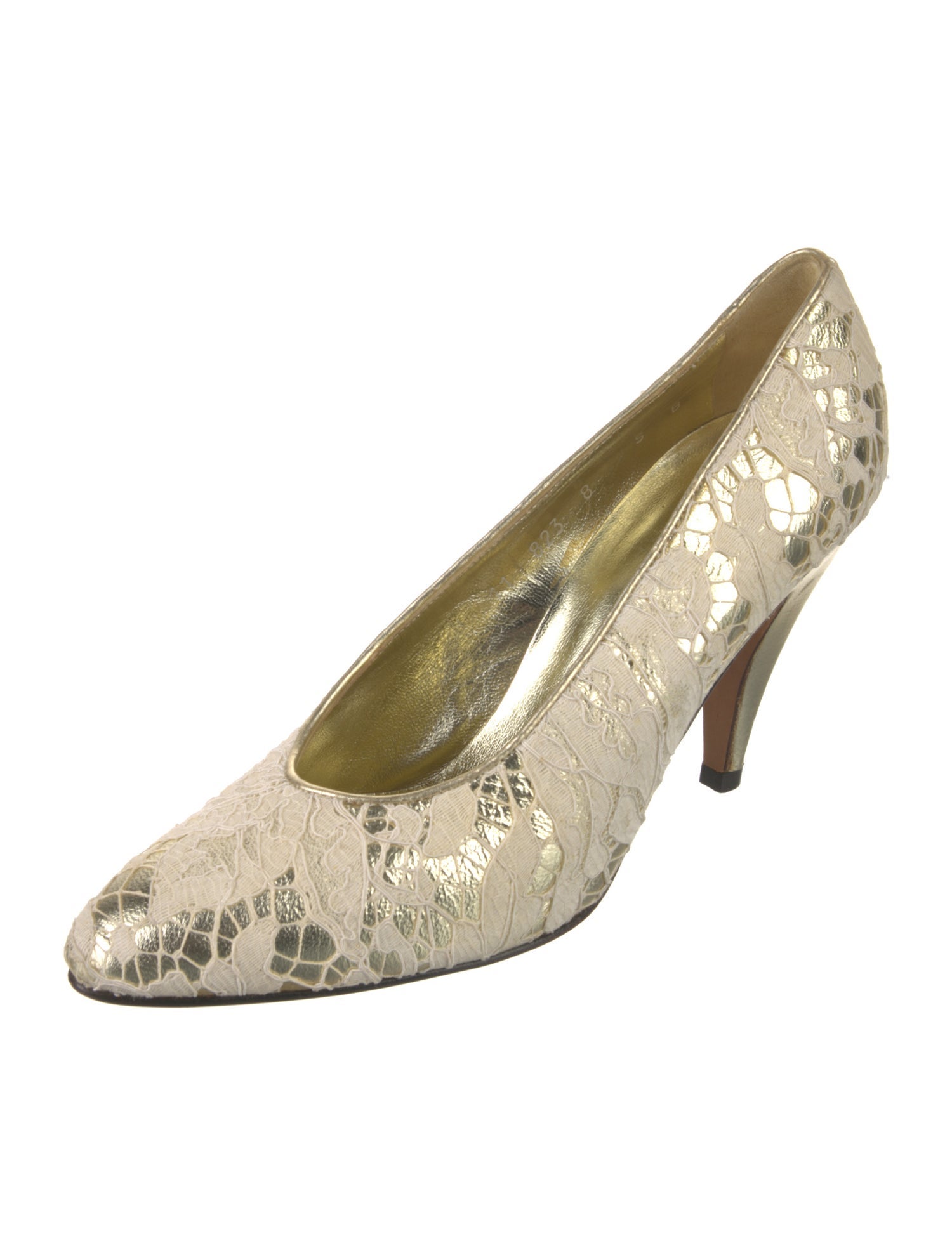 Escada Canvas Lace Pattern Pumps