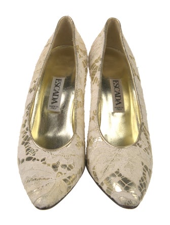 Escada Canvas Lace Pattern Pumps