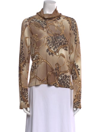 Escada Printed Turtleneck Blouse