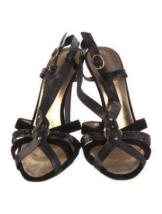 Escada Suede Crystal Embellishments Slingback Sandals