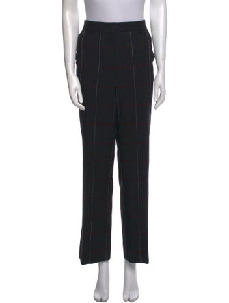 Escada Plaid Print Wide Leg Pants