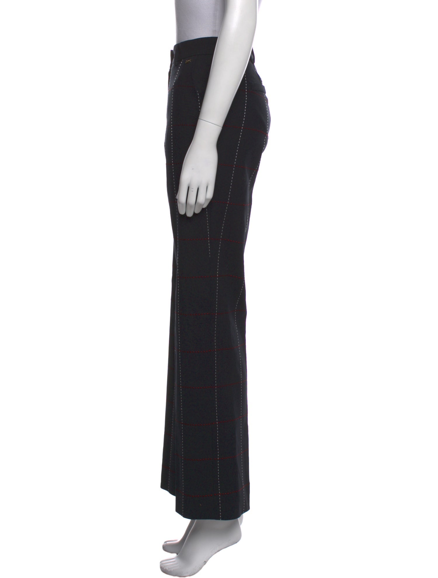 Escada Plaid Print Wide Leg Pants