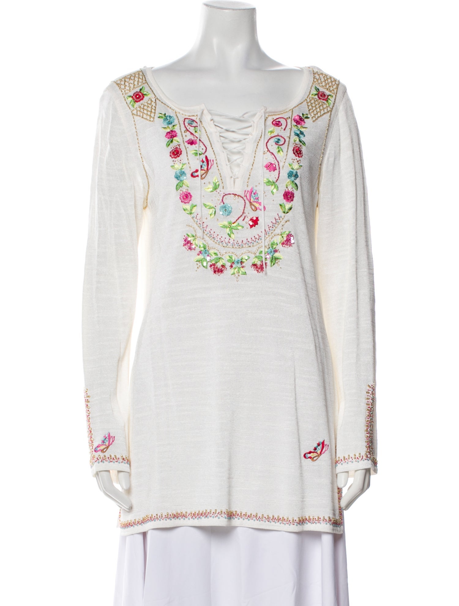 Escada Floral Print Bateau Neckline Sweater