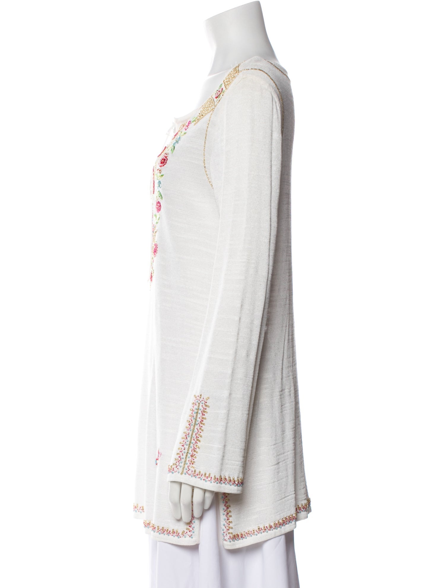 Escada Floral Print Bateau Neckline Sweater