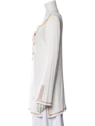 Escada Floral Print Bateau Neckline Sweater