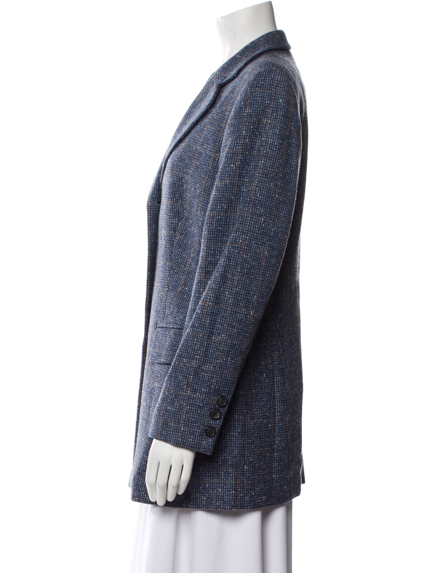 Escada Virgin Wool Plaid Print Blazer