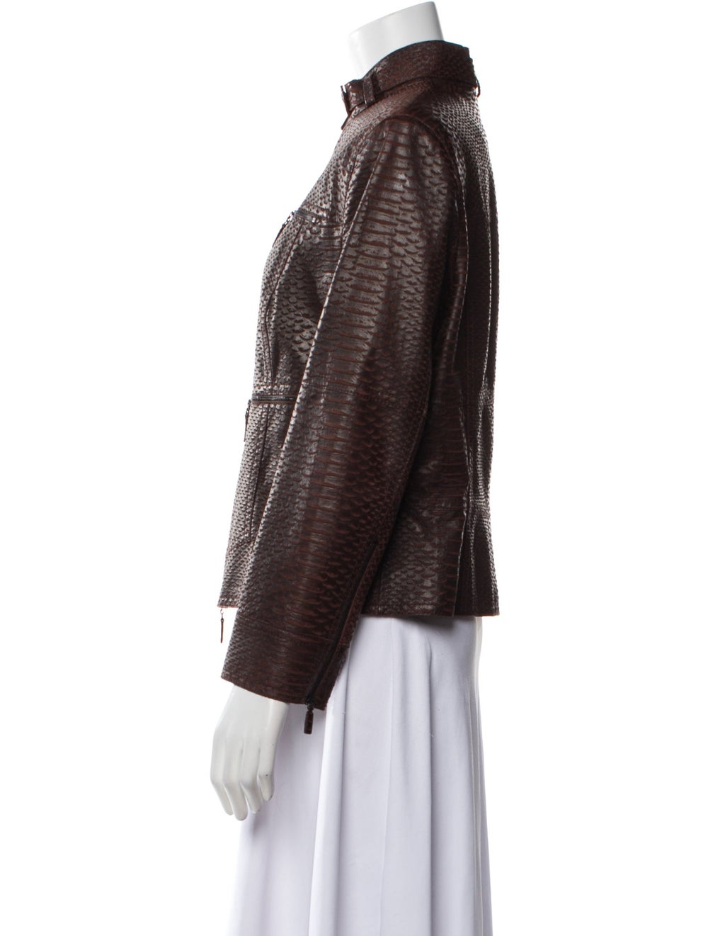 Escada Lambskin Evening Jacket Brown Stand Collar - image 2