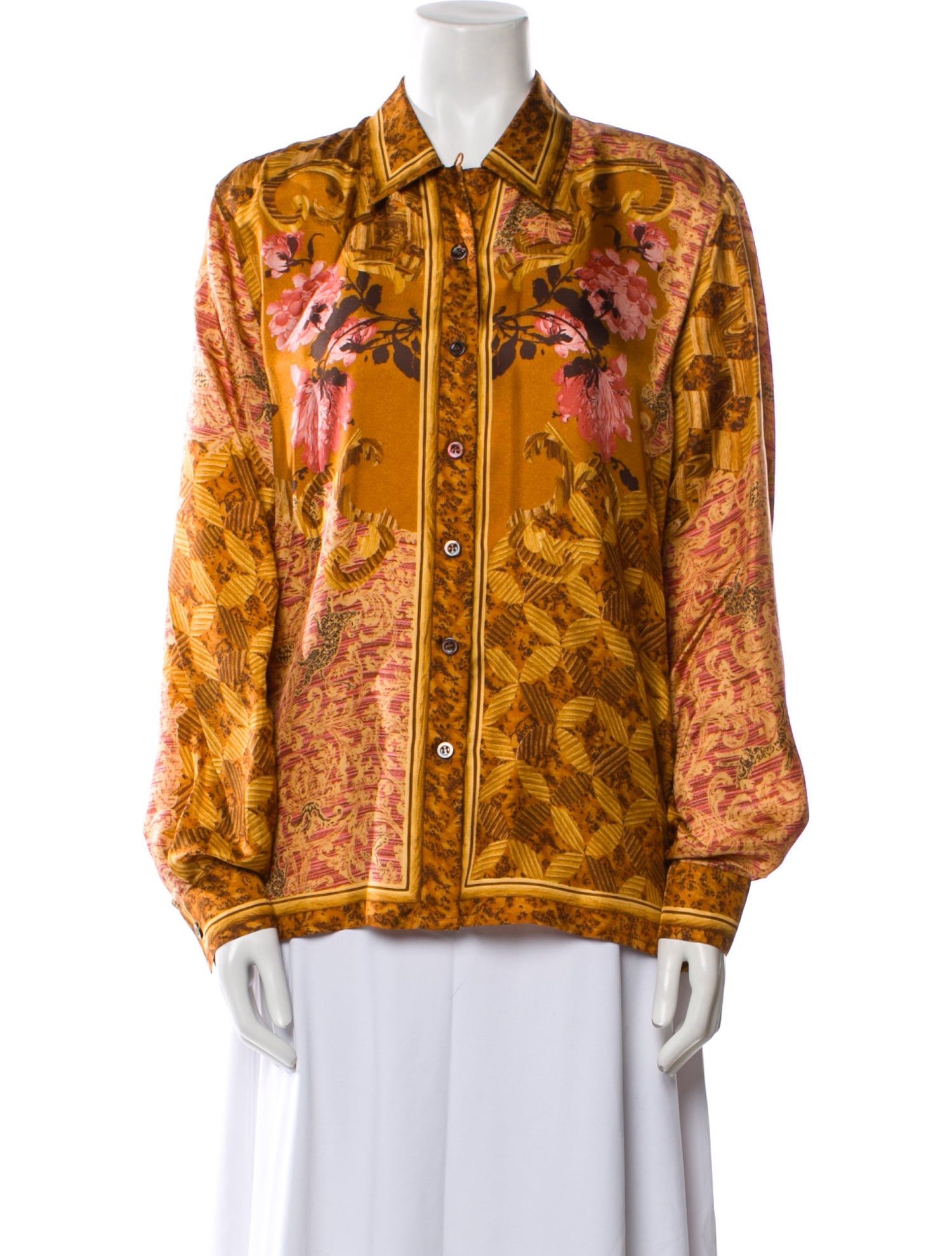 Escada Silk Printed Button-Up Top