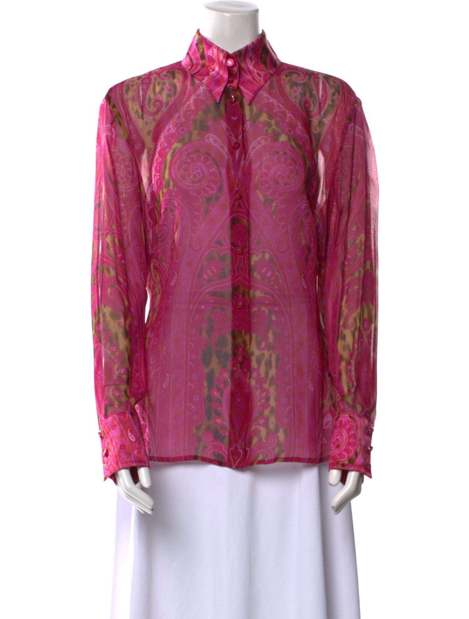 Escada Silk Floral Print Button-Up Top