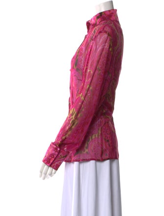 Escada Silk Floral Print Button-Up Top