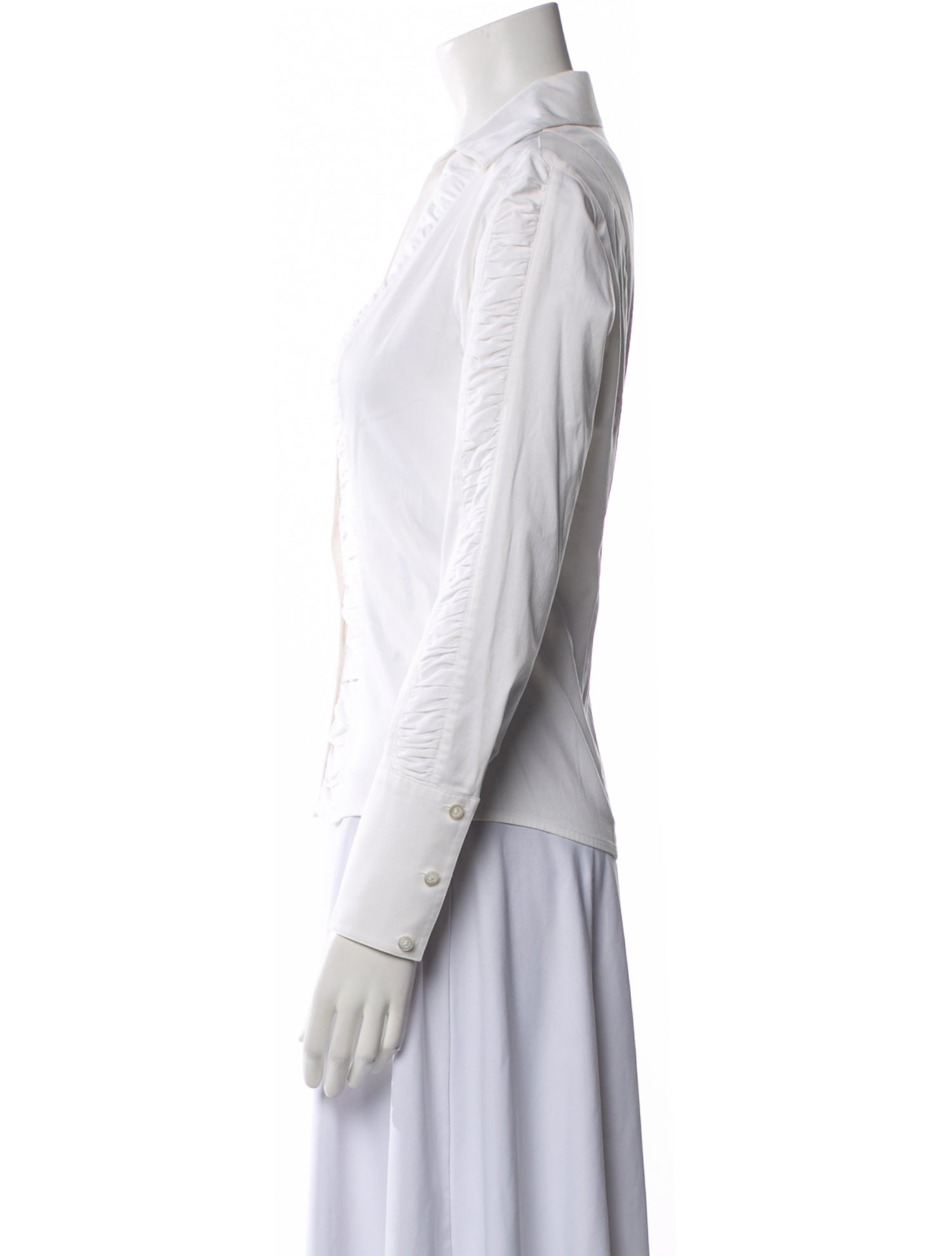 Escada V-Neck Long Sleeve Button-Up Top