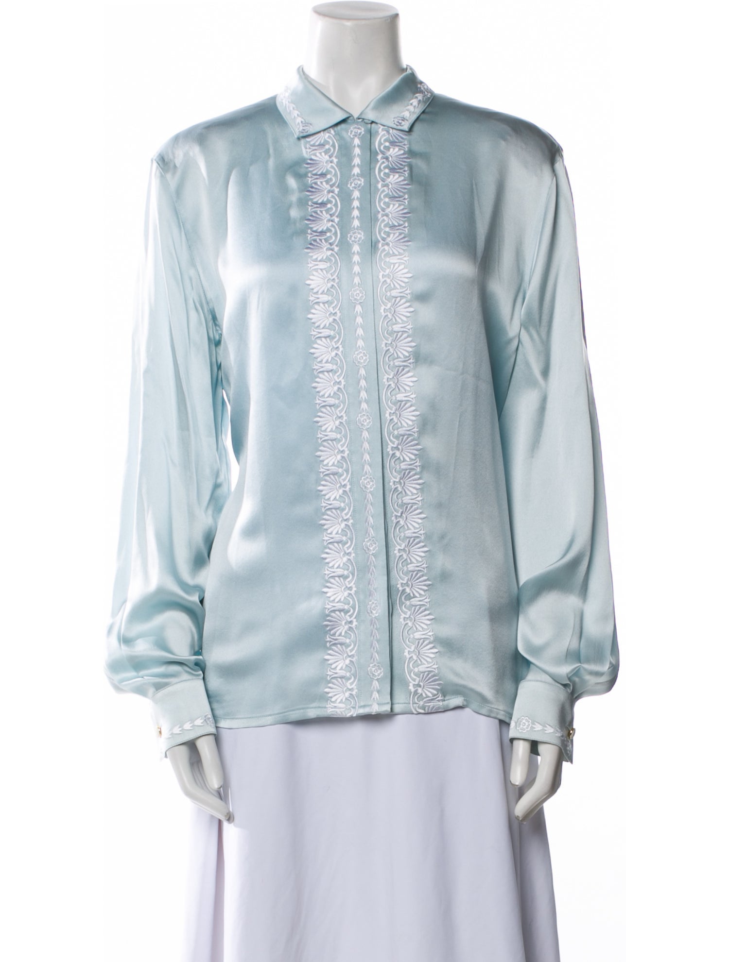 Escada Silk Long Sleeve Button-Up Top