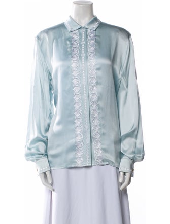 Escada Silk Long Sleeve Button-Up Top