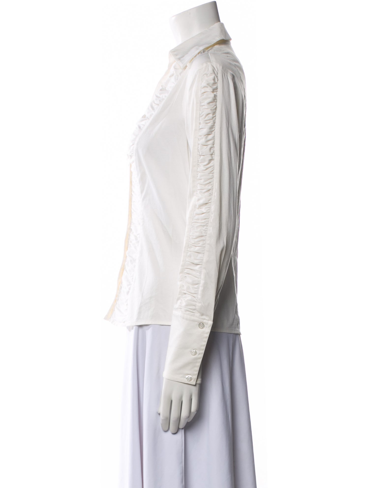 Escada V-Neck Long Sleeve Button-Up Top