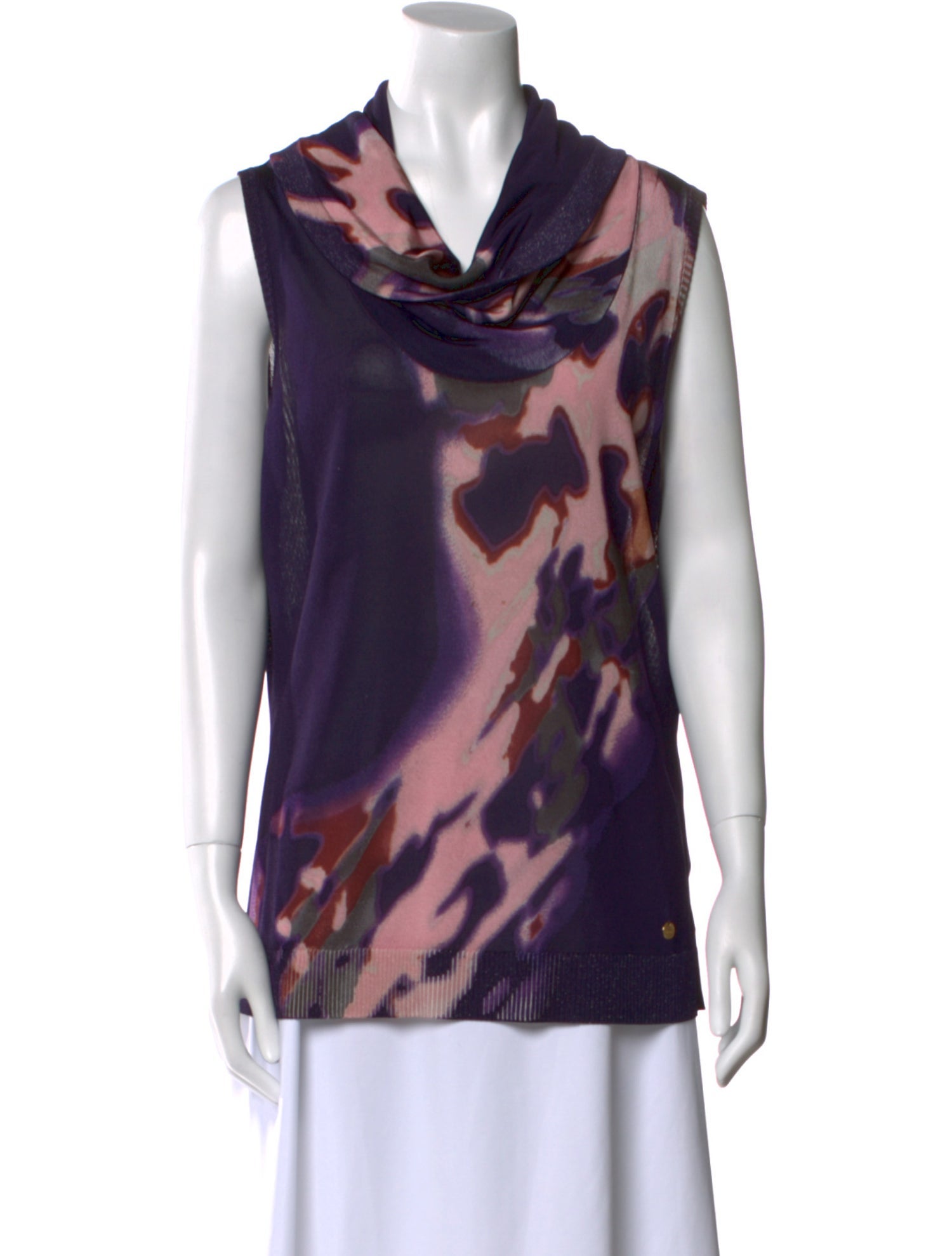 Escada Printed Cowl Neck Top